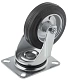 Промышленное усиленное колесо, диаметр 100мм, крепление - поворотная площадка, черная резина, роликовый подшипник - SRC 42